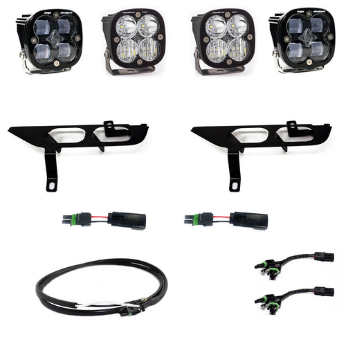 Kit de luces/faros de niebla Baja Designs Ford Squadron SAE/Pro Fog Pocket Light Kit - Ford 2021-23 F-150; NOTE: w/ Daytime Running Lights (DRL) (Light Pattern: SAE Fog, Color: Clear, Wiring Type: Upfitter)
