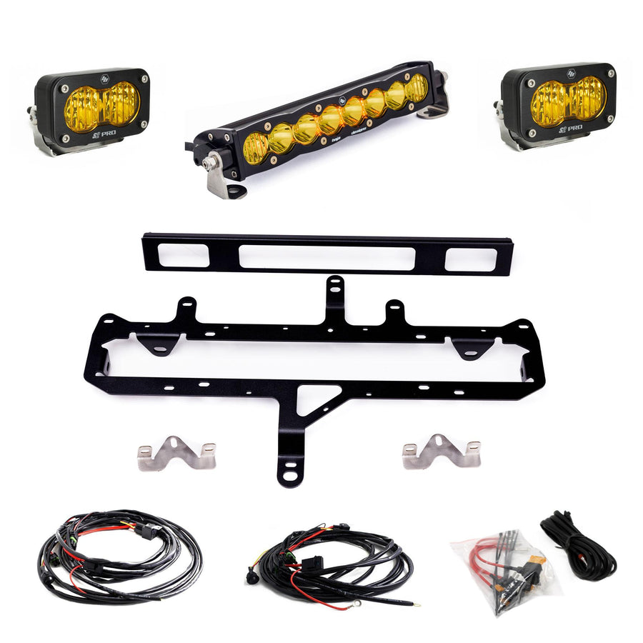 Barra de luz LED Baja Designs S8 10-inch/S2 Pro Grille Light Kit - 2024-2026 Toyota Tacoma; TRD Pro (Light Pattern: Multi Pattern, Color: Baja Amber)