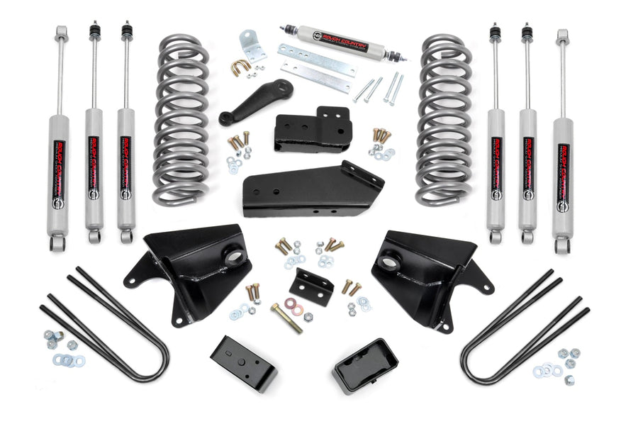 Kit de Elevación de 4 Pulgadas | Quad Amortiguadores Delanteros | Bloques Traseros | Ford F-150 4WD (80-96)