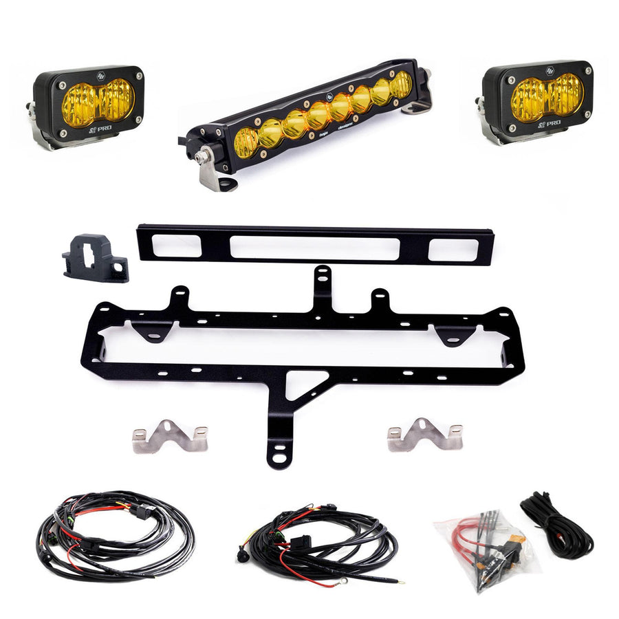 Barra de luz LED Baja Designs Toyota S8 10" Light Bar / S2 Pro TRD Pro Grille Conversion Light Kit - 2024-2026 Toyota Tacoma (Light Pattern: Multi Pattern, Color: Baja Amber)