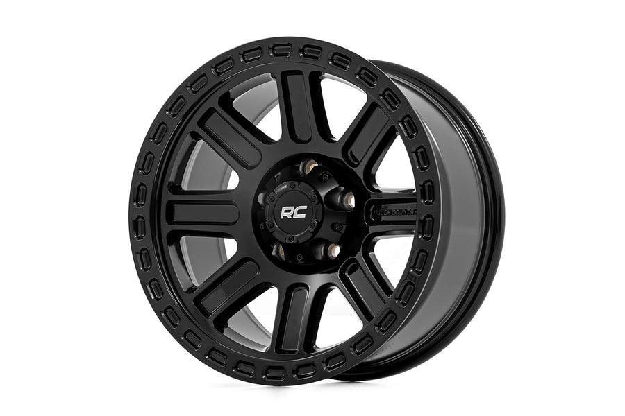 Rough Country 84 Serie Rin | Negro Brillante | 17x8.5 | 6x5.5 | +25mm