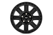 Rough Country 84 Serie Rin | Una Pieza | Negro Brillante | 15x8 | 5x5.5 | -19mm