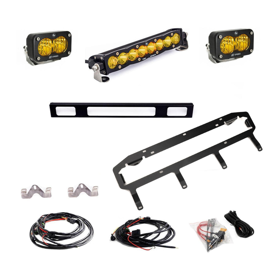 Barra de luz LED Baja Designs S8 10-inch/S2 Pro Grille Light Replacement Kit - 2025-2026 Toyota 4Runner, TRD Pro (Light Pattern: Multi Pattern, Color: Baja Amber)
