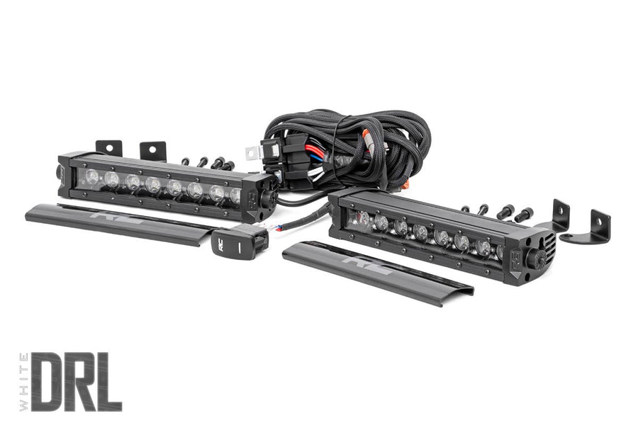 8 Inch LED Serie Negro Light Bar | Single Row | Blanco Frío DRL | Pair