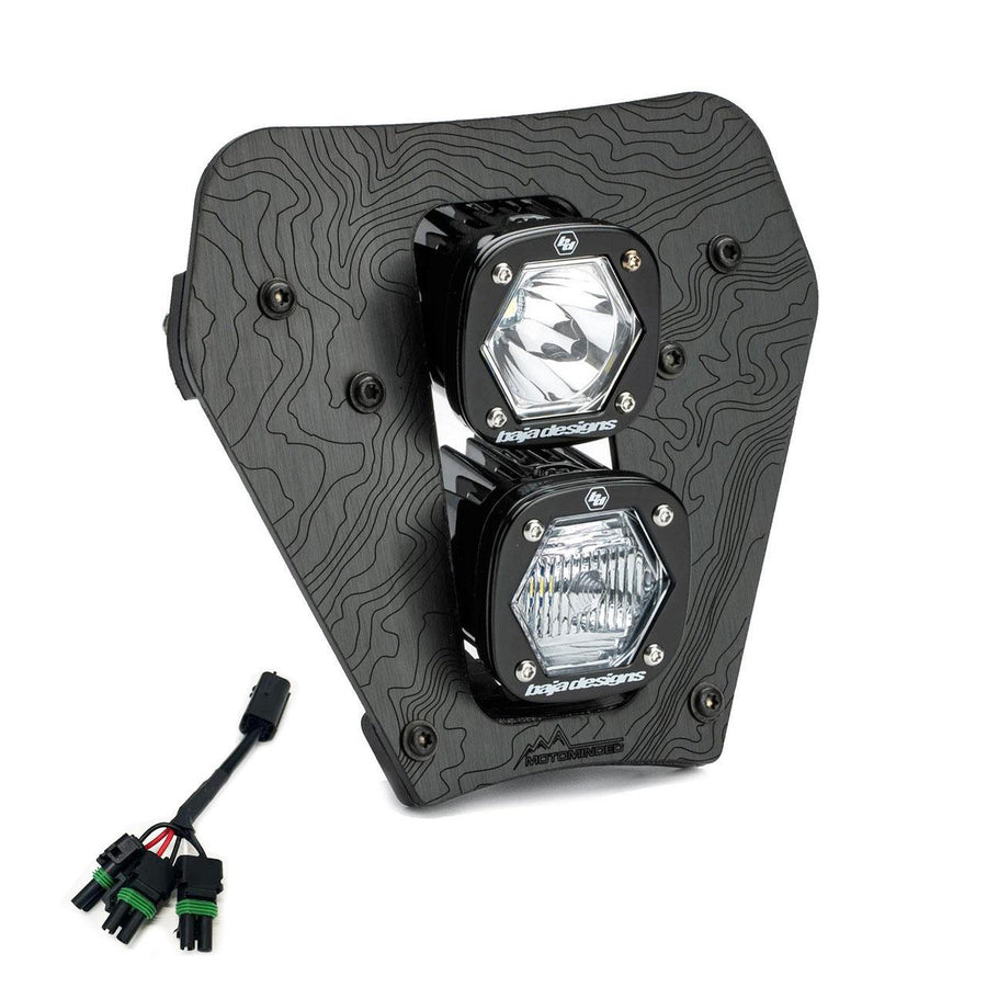 Luz auxiliar LED Baja Designs KTM Dual S1 "Gemini" (D/C) LED Headlight Kit w/ Hi-Low Harness - 2024-2026 KTM EXC-F (Light Pattern: Multi Pattern, Color: Clear)