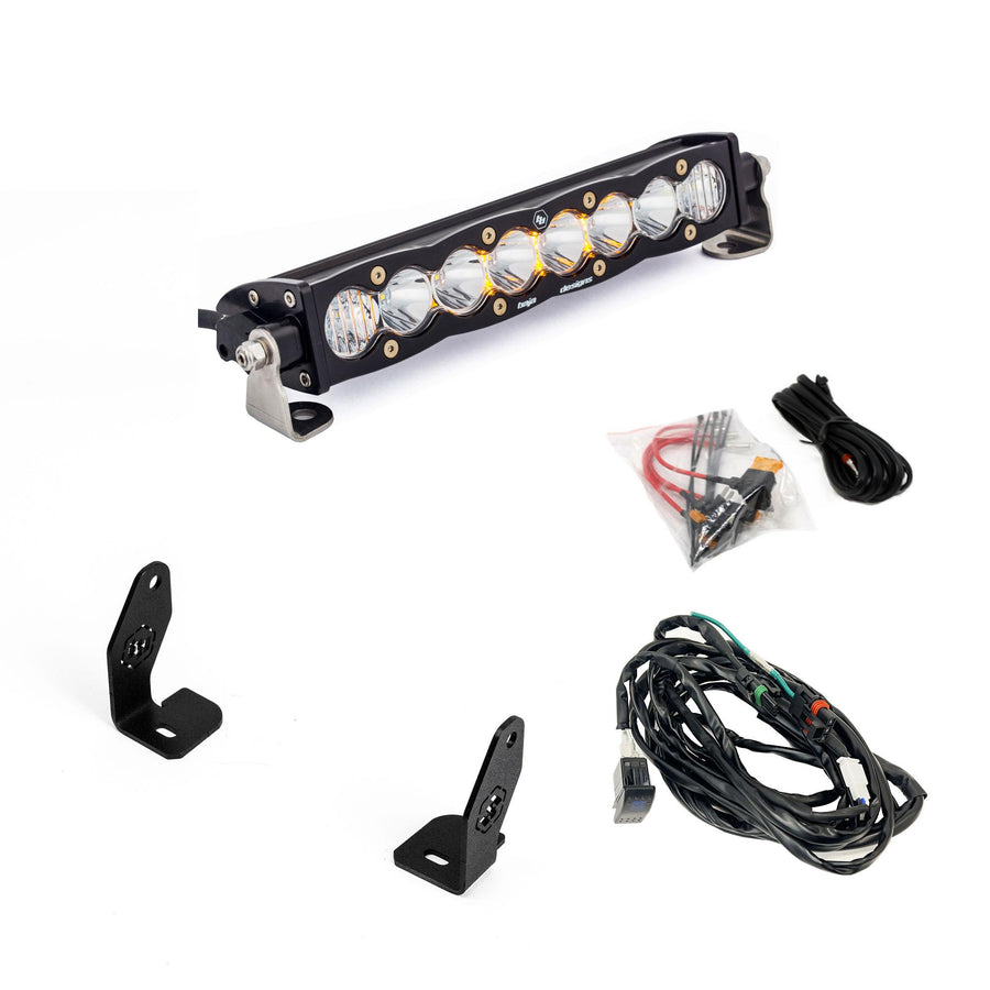Barra de luz LED Baja Designs S8 10" Light Bar Hood Mount Kit - Polaris 2025 RZR Pro-R; Pro-S; Pro-XP (Size: 10 Inch, Light Pattern: Driving/Combo, Color: Clear)
