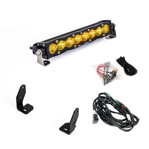 Barra de luz LED Baja Designs S8 10" Light Bar Hood Mount Kit - Polaris 2025 RZR Pro-R; Pro-S; Pro-XP (Size: 10 Inch, Light Pattern: Driving/Combo, Color: Baja Amber)
