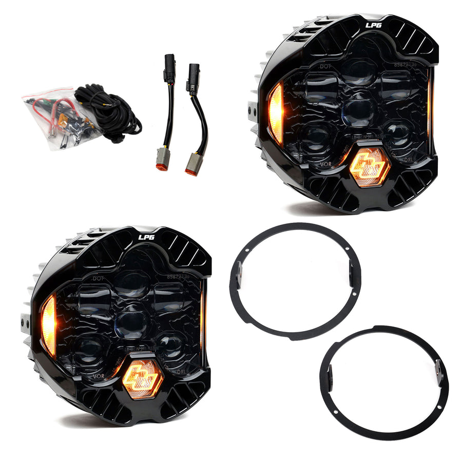 Luz auxiliar LED Baja Designs DOT LP6 LED Headlight Kit - Jeep 2007-2018 Wrangler JK (DRL Color: Amber)