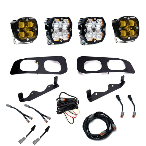 Kit de luces/faros de niebla Baja Designs Squadron 2.0 Pro/Squadron SAE Dual Fog Pocket Light Kit - Ford 2023-26 F-250/350 Super Duty (Lens Pattern: Multi Pattern, Lens Color: Baja Amber, Wiring Type: Toggle)