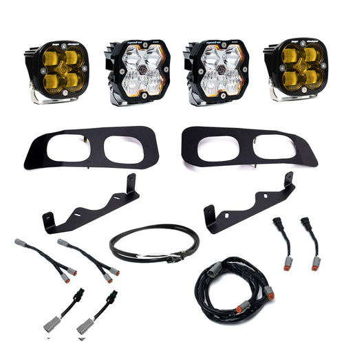 Kit de luces/faros de niebla Baja Designs Squadron 2.0 Pro/Squadron SAE Dual Fog Pocket Light Kit - Ford 2023-26 F-250/350 Super Duty (Lens Pattern: Multi Pattern, Lens Color: Baja Amber, Wiring Type: Upfitter)