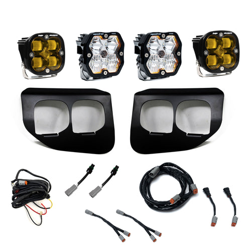 Kit de luces/faros de niebla Baja Designs Squadron 2.0 Pro/Squadron SAE Dual Fog Pocket Light Kit - Ford 2020-22 F-250/350 Super Duty (Lens Pattern: Multi Pattern, Color: Baja Amber, Wiring Type: Toggle)