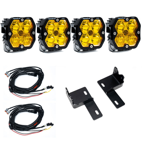 Luz auxiliar LED Baja Designs Squadron 2.0 Pro Behind-the-Grille Light Kit - Toyota 2025-26 4Runner (Lens Pattern: Multi Pattern, Lens Color: Baja Amber)
