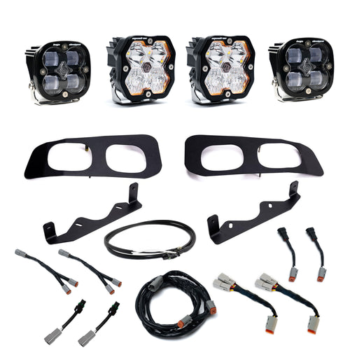 Kit de luces/faros de niebla Baja Designs Squadron 2.0 Sport/Squadron SAE Dual Fog Pocket Light Kit - Ford 2023-26 F-250/350 Super Duty (Lens Pattern: Multi Pattern, Lens Color: Clear, Wiring Type: Upfitter)