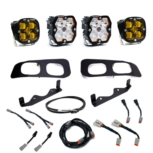 Kit de luces/faros de niebla Baja Designs Squadron 2.0 Sport/Squadron SAE Dual Fog Pocket Light Kit - Ford 2023-26 F-250/350 Super Duty (Lens Pattern: Multi Pattern, Lens Color: Baja Amber, Wiring Type: Upfitter)