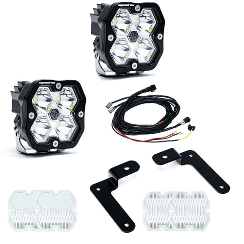 Kit de luces para pilar A Baja Designs Squadron 2.0 Sport A-Pillar Light Kit - Jeep 2018-26 Wrangler JL; 2020-26 Gladiator JT (Lens Pattern: Spot, Color: Clear, Wiring Type: Toggle)