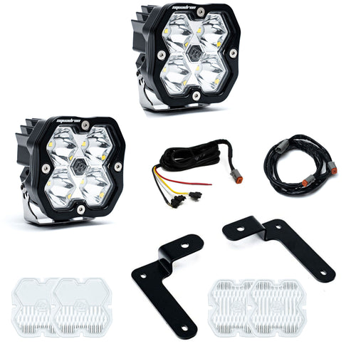 Kit de luces para pilar A Baja Designs Squadron 2.0 Sport A-Pillar Light Kit - Jeep 2018-26 Wrangler JL; 2020-26 Gladiator JT (Lens Pattern: Spot, Color: Clear, Wiring Type: Upfitter)