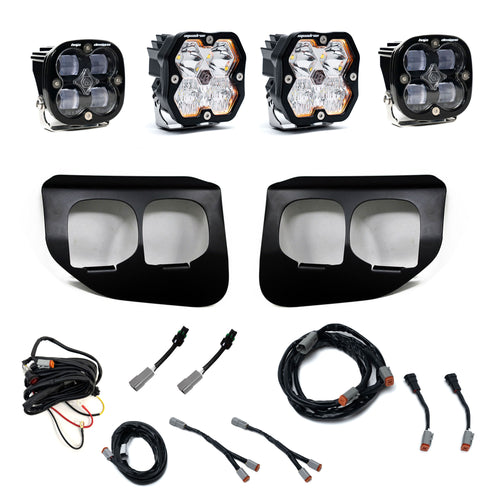 Kit de luces/faros de niebla Baja Designs Squadron 2.0 Sport/Squadron SAE Dual Fog Pocket Light Kit - Ford 2020-22 F-250/350 Super Duty (Lens Pattern: Multi Pattern, Color: Clear, Wiring Type: Toggle)