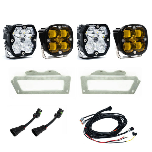 Kit de luces/faros de niebla Baja Designs Squadron 2.0 Sport/Squadron SAE Dual Fog Pocket Light Kit - RAM 2009-12 1500; 2010-18 2500/3500 (Lens Pattern: MultiPattern, Color: Baja Amber)