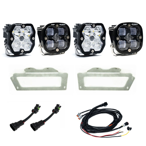 Kit de luces/faros de niebla Baja Designs Squadron 2.0 Sport/Squadron SAE Dual Fog Pocket Light Kit - RAM 2009-12 1500; 2010-18 2500/3500 (Lens Pattern: MultiPattern, Color: Clear)