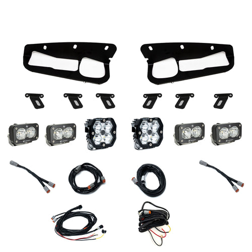 Kit de luces/faros de niebla Baja Designs Squadron 2.0 Pro/Dual S2 Sport Fog Pocket Light Kit - Ford 2021-26 Bronco; 2022-24 Bronco Raptor; Note: w/ Steel Bumper (Lens Pattern: Multi Pattern, Color: Clear, Wiring Type: Toggle)