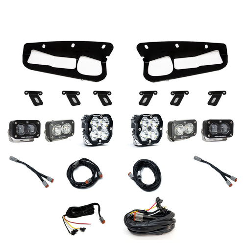 Kit de luces/faros de niebla Baja Designs Squadron 2.0 Sport/S2 Sport/S2 SAE "Sportman" Fog Pocket Light Kit - Ford 2021-26 Bronco; 2022-24 Bronco Raptor; Note: w/ Steel Bumper (Lens Pattern: Multi Pattern/SAE Fog, Color: Clear, Wiring Type: Upfitter)