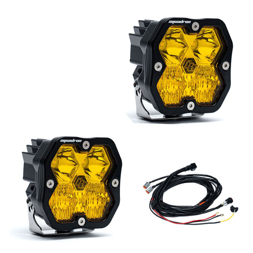 Luz auxiliar LED Baja Designs Squadron 2.0 Sport negro LED Auxiliary Light Pod par - Universal (Light Pattern: Driving/Combo, Color: Baja Amber, Harnéss?: Yes)