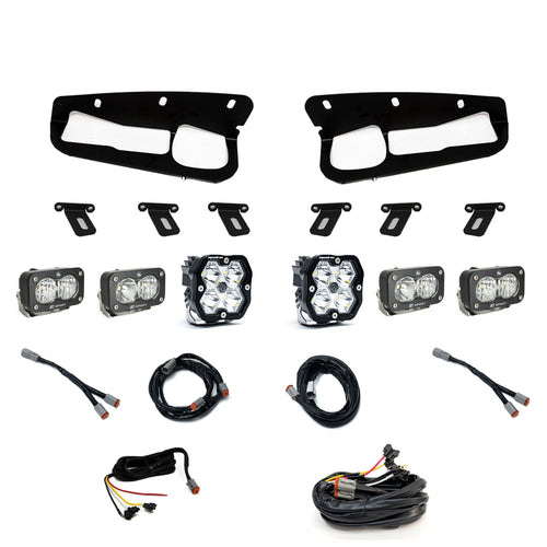 Kit de luces/faros de niebla Baja Designs Squadron 2.0 Sport/Dual S2 Sport "Sportmen" Fog Pocket Light Kit - Ford 2021-26 Bronco; 2022-24 Bronco Raptor; Note: w/ Steel Bumper (Lens Pattern: Multi Pattern, Color: Clear, Wiring Type: Upfitter)