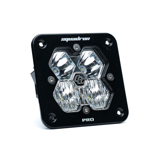 Luz auxiliar LED Baja Designs Squadron 2.0 Pro Black Flush Mount LED Auxiliary Light Pod - Universal (Light Pattern: Driving/Combo, Color: Clear)