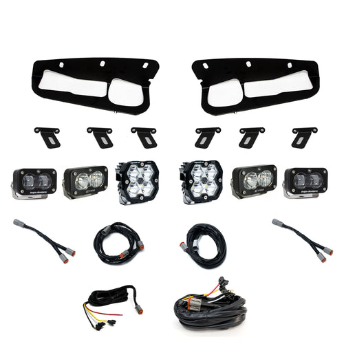 Kit de luces/faros de niebla Baja Designs Squadron 2.0 Pro/S2 Pro/S2 SAE "Pro" Fog Pocket Light Kit - Ford 2021-26 Bronco; 2022-24 Bronco Raptor; Note: w/ Steel Bumper (Lens Pattern: Multi Pattern/SAE Fog, Color: Clear, Wiring Type: Upfitter)