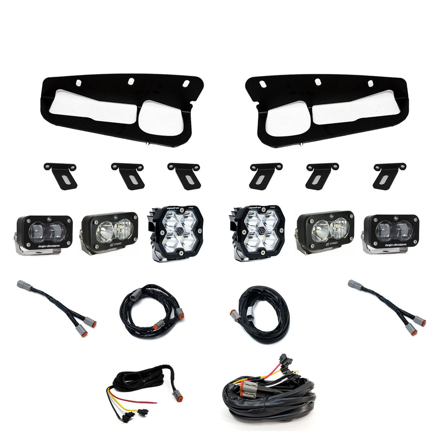 Kit de luces/faros de niebla Baja Designs Squadron 2.0 Pro/S2 Pro/S2 SAE "Pro" Fog Pocket Light Kit - Ford 2021-26 Bronco; 2022-24 Bronco Raptor; Note: w/ Steel Bumper (Lens Pattern: Multi Pattern/SAE Fog, Color: Clear, Wiring Type: Upfitter)