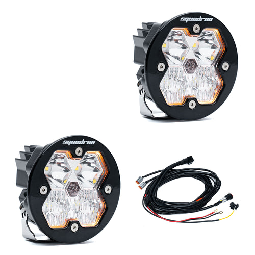 Luz auxiliar LED Baja Designs Squadron-R 2.0 Sport negro LED Auxiliary Light Pod par - Universal (Light Pattern: Driving/Combo, Color: Clear, Harnéss?: Yes)