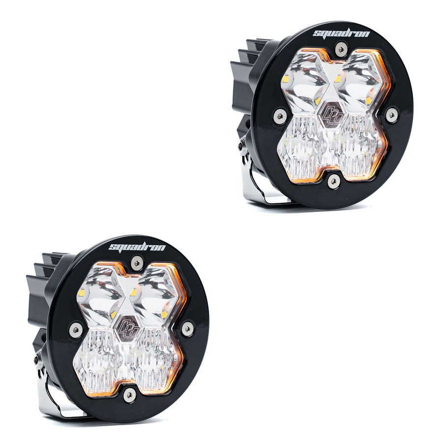 Luz auxiliar LED Baja Designs Squadron-R 2.0 Sport Black LED Auxiliary Light Pod Pair - Universal (Light Pattern: Driving/Combo, Color: Clear, Harness?: No)