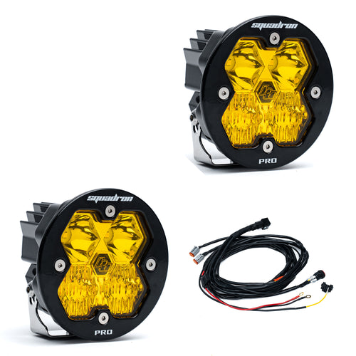 Luz auxiliar LED Baja Designs Squadron-R 2.0 Pro negro LED Auxiliary Light Pod par - Universal (Light Pattern: Driving/Combo, Color: Baja Amber, Harnéss?: Yes Toggle On/Off)