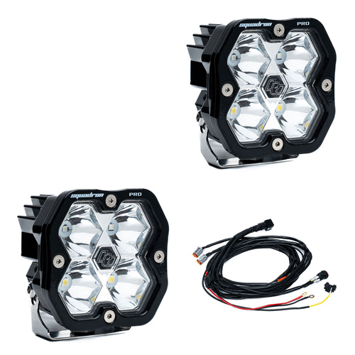 Luz auxiliar LED Baja Designs Squadron 2.0 Pro negro LED Auxiliary Light Pod par - Universal (Light Pattern: Spot, Color: Clear, Harnéss?: Yes Toggle On/Off)