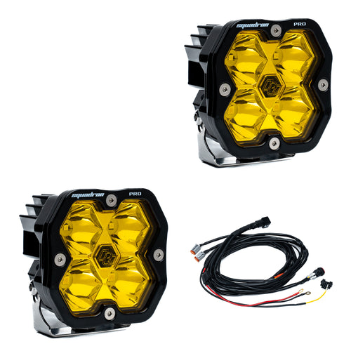 Luz auxiliar LED Baja Designs Squadron 2.0 Pro negro LED Auxiliary Light Pod par - Universal (Light Pattern: Spot, Color: Baja Amber, Harnéss?: Yes Toggle On/Off)