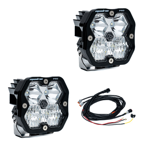 Luz auxiliar LED Baja Designs Squadron 2.0 Pro negro LED Auxiliary Light Pod par - Universal (Light Pattern: Driving/Combo, Color: Clear, Harnéss?: Yes Toggle On/Off)