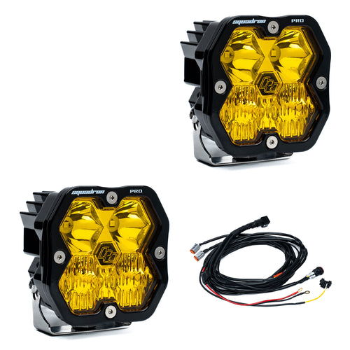 Luz auxiliar LED Baja Designs Squadron 2.0 Pro negro LED Auxiliary Light Pod par - Universal (Light Pattern: Driving/Combo, Color: Baja Amber, Harnéss?: Yes Toggle On/Off)