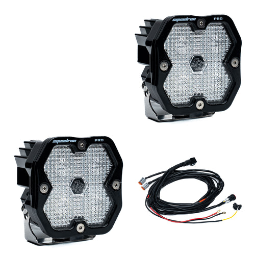 Luz auxiliar LED Baja Designs Squadron 2.0 Pro negro LED Auxiliary Light Pod par - Universal (Light Pattern: Work/Scene, Color: Clear, Harnéss?: Yes Toggle On/Off)