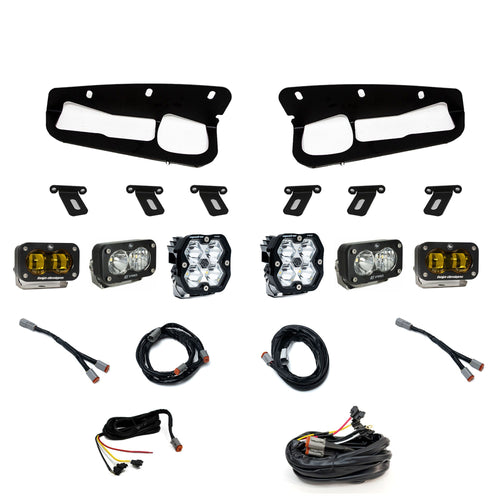Kit de luces/faros de niebla Baja Designs Squadron 2.0 Pro/S2 Pro/S2 SAE "Pro" Fog Pocket Light Kit - Ford 2021-26 Bronco; 2022-24 Bronco Raptor; Note: w/ Steel Bumper (Lens Pattern: Multi Pattern/SAE Fog, Color: Baja Amber, Wiring Type: Upfitter)