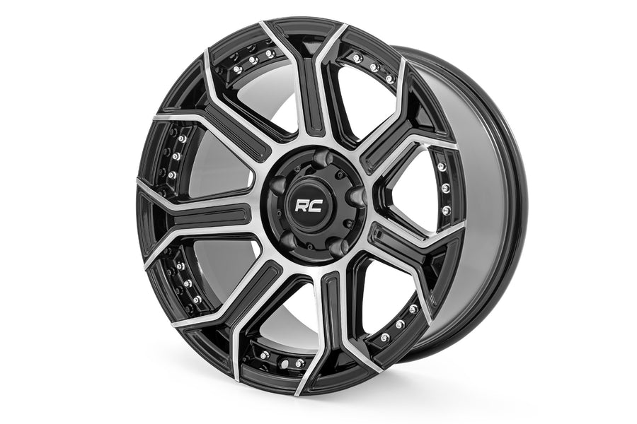 Rough Country 89 Serie Rin | Una Pieza | Negro Maquinado Gunmetal | 17x9 | 5x4.5 | -12mm