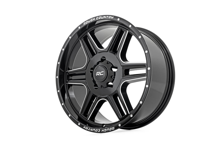 Rough Country 92 Serie Rin | Una Pieza Maquinada | Negro Brillante | 18x9 | 6x135 | +0mm