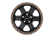 Rough Country 79 Serie Rin | Una Pieza | Negro Semi Brillante con Anillo Bronce | 17x8.5 | 5x5 | 0mm