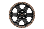 Rough Country 79 Serie Rin | Una Pieza | Negro Semi Brillante con Anillo Bronce | 17x8.5 | 6x135 | 0mm