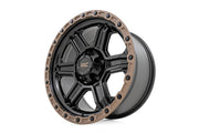 Rough Country 79 Serie Rin | Una Pieza | Negro Semi Brillante con Anillo Bronce | 17x8.5 | 6x135 | 0mm