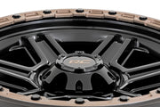 Rough Country 79 Serie Rin | Una Pieza | Negro Semi Brillante con Anillo Bronce | 15x8 | 5x4.5 | -19mm