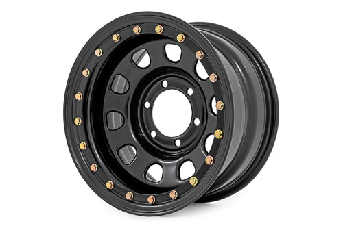 Rin de Acero con Beadlock Simulado | Negro | 16x8 | 6x5.5 | 4.25 Bore | -12