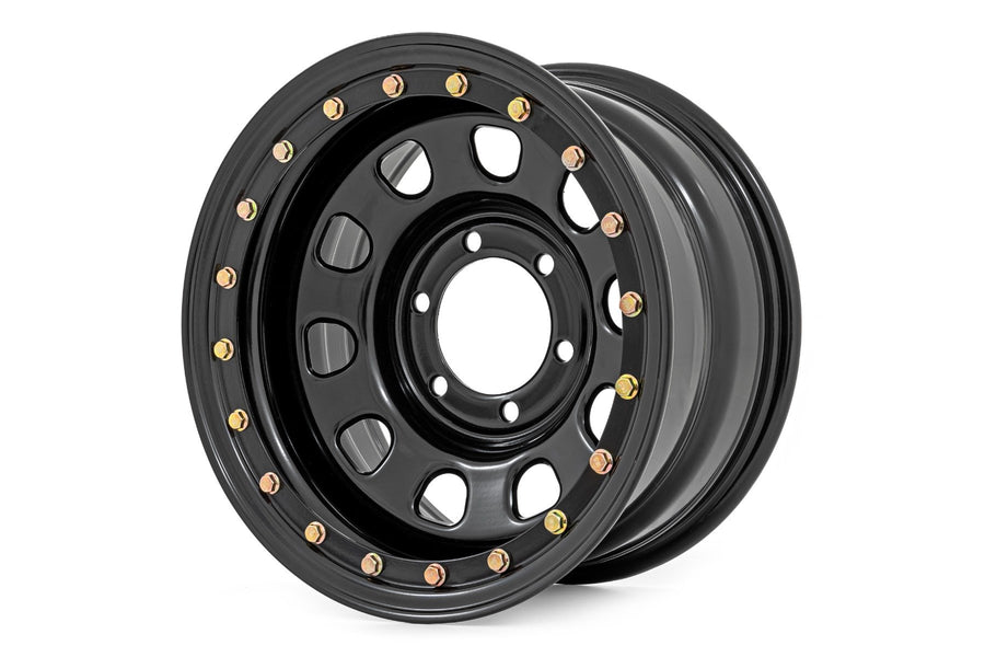 Rin de Acero con Beadlock Simulado | Negro | 15x10 | 5x4.5 | 3.30 Bore | -39