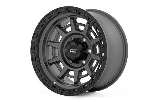 Rough Country 85 Serie Rin | Beadlock Simulado | gris gunmetal/negro | 17x9 | 5x4.5 | -12mm