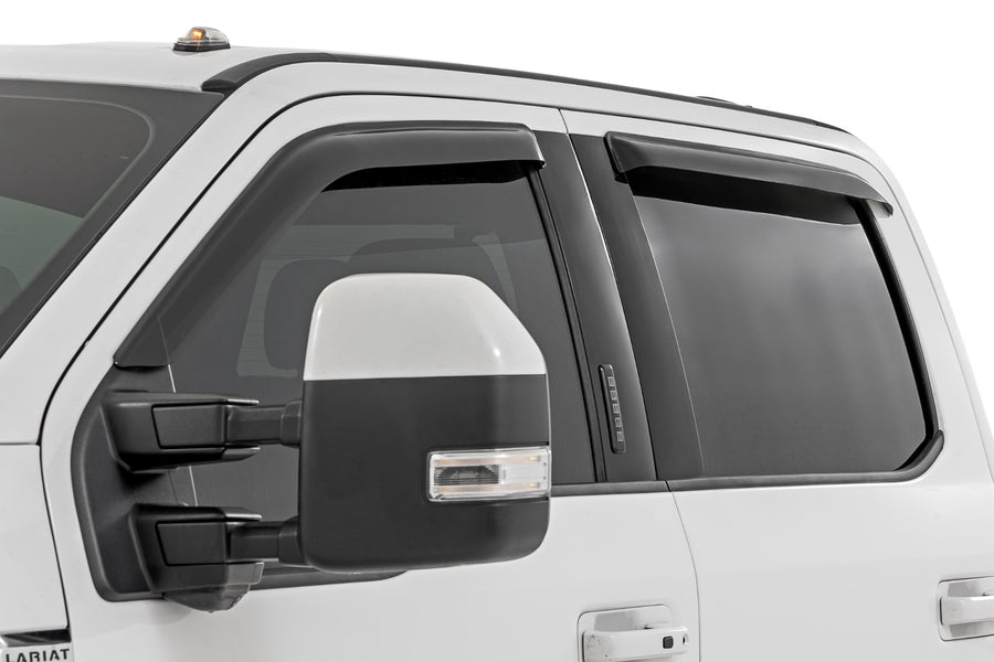 Deflectores de Ventana Lateral | Tape On Rain Guard | Ford F-150/Lightning/F-250/F-350/Raptor (15-26)
