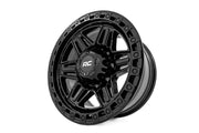 Rough Country 76 Serie Rin | Beadlock Simulado | Negro Brillante | 17x9 | 5x5 | -12mm